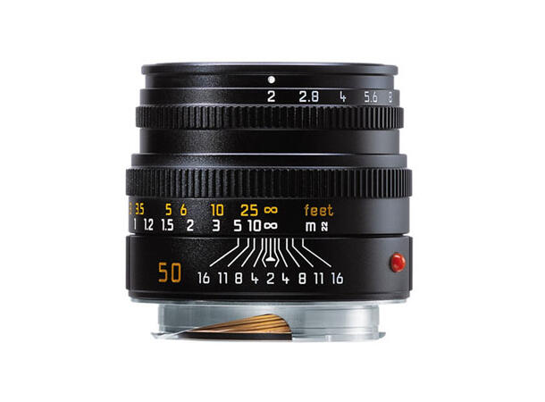 Leica Summicron-M 50mm f/2 Svart Normalobjektiv. Filterfatning E39